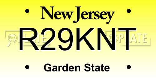 R29KNT New Jersey License Plate
