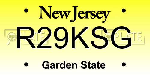 R29KSG New Jersey License Plate