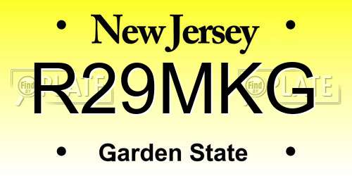 R29MKG New Jersey License Plate