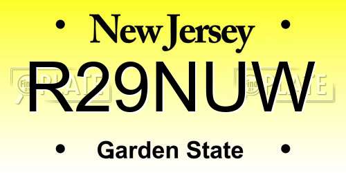 R29NUW New Jersey License Plate