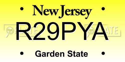 R29PYA New Jersey License Plate