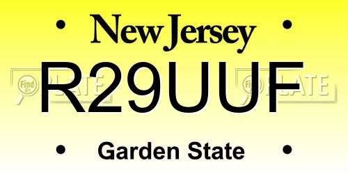R29UUF New Jersey License Plate
