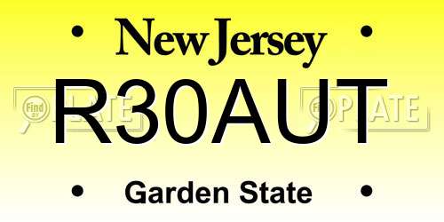 R30AUT New Jersey License Plate