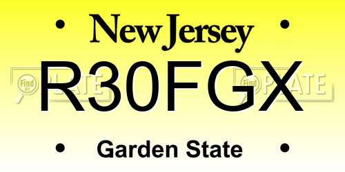 R30FGX New Jersey License Plate