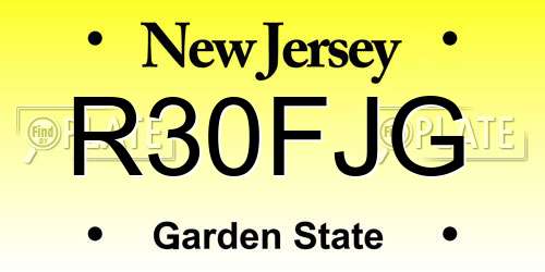 R30FJG New Jersey License Plate