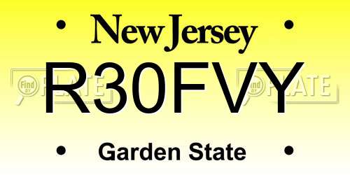 R30FVY New Jersey License Plate