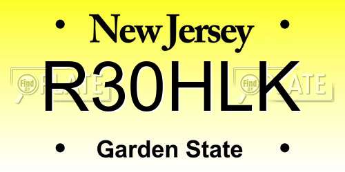 R30HLK New Jersey License Plate