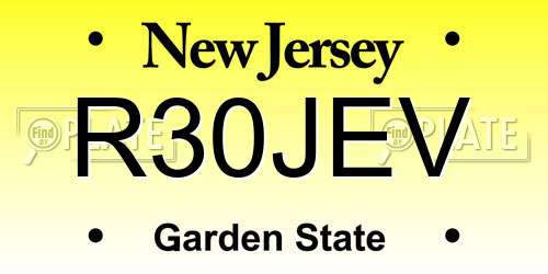 R30JEV New Jersey License Plate