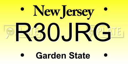 R30JRG New Jersey License Plate