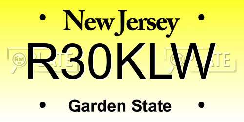 R30KLW New Jersey License Plate