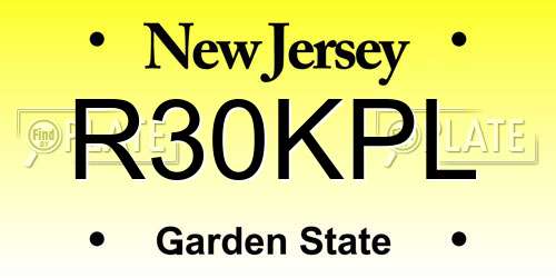 R30KPL New Jersey License Plate