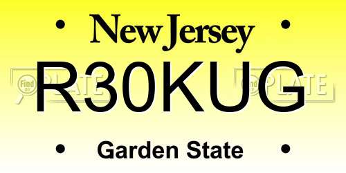 R30KUG New Jersey License Plate