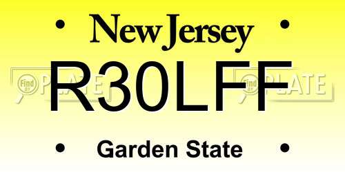 R30LFF New Jersey License Plate