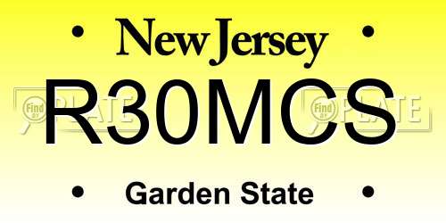 R30MCS New Jersey License Plate