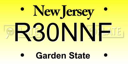 R30NNF New Jersey License Plate