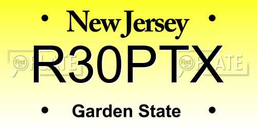 R30PTX New Jersey License Plate