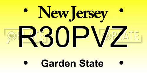 R30PVZ New Jersey License Plate