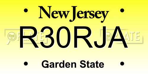 R30RJA New Jersey License Plate