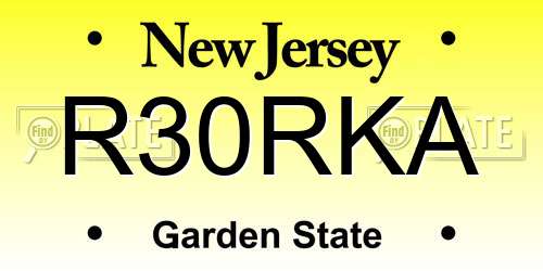 R30RKA New Jersey License Plate