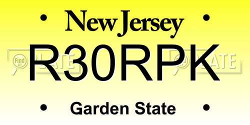 R30RPK New Jersey License Plate