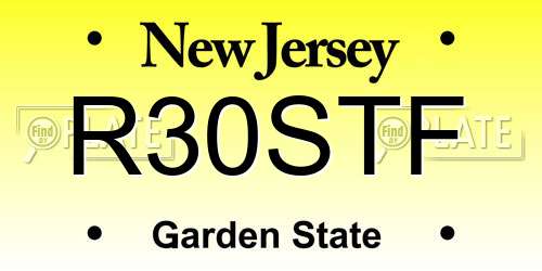 R30STF New Jersey License Plate