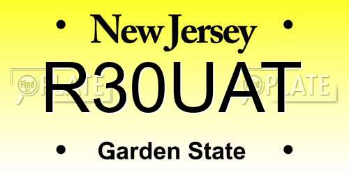 R30UAT New Jersey License Plate
