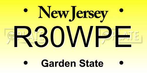 R30WPE New Jersey License Plate