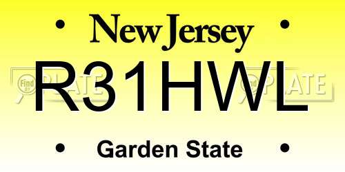 R31HWL New Jersey License Plate