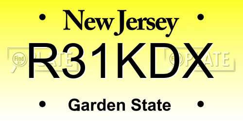 R31KDX New Jersey License Plate