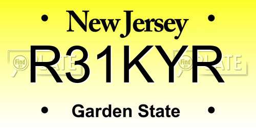R31KYR New Jersey License Plate