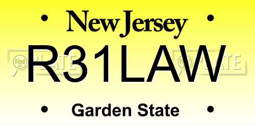 R31LAW New Jersey License Plate