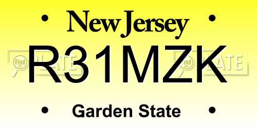 R31MZK New Jersey License Plate