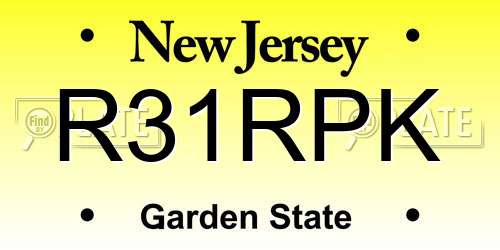 R31RPK New Jersey License Plate