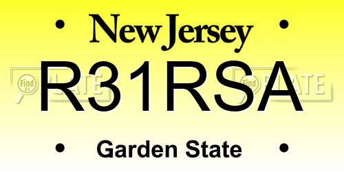 R31RSA New Jersey License Plate