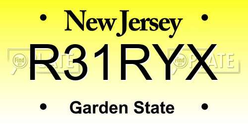 R31RYX New Jersey License Plate