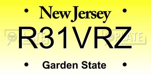 R31VRZ New Jersey License Plate