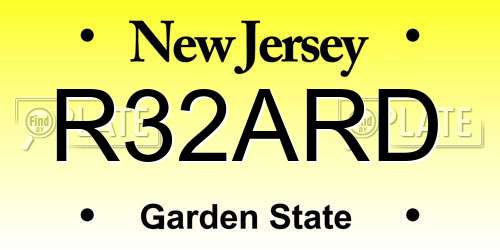 R32ARD New Jersey License Plate