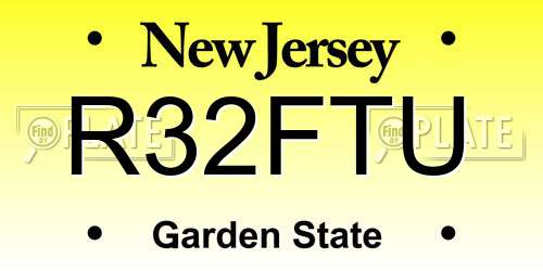 R32FTU New Jersey License Plate
