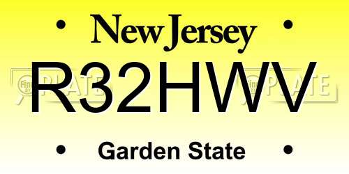 R32HWV New Jersey License Plate