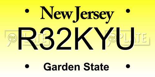 R32KYU New Jersey License Plate