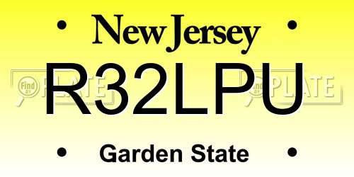 R32LPU New Jersey License Plate
