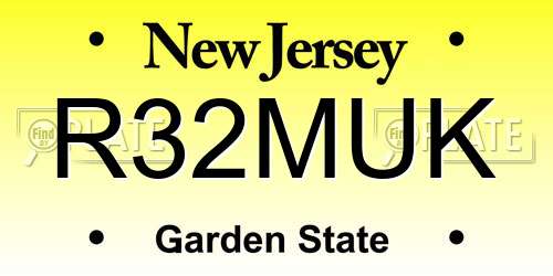 R32MUK New Jersey License Plate