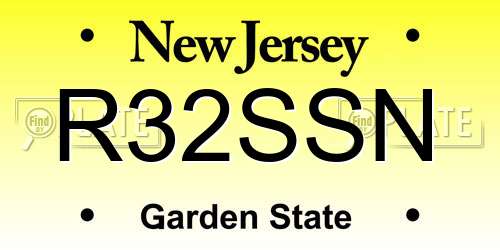 R32SSN New Jersey License Plate