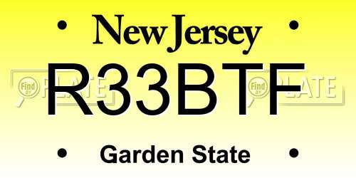 R33BTF New Jersey License Plate