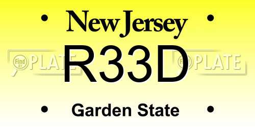 R33D New Jersey License Plate
