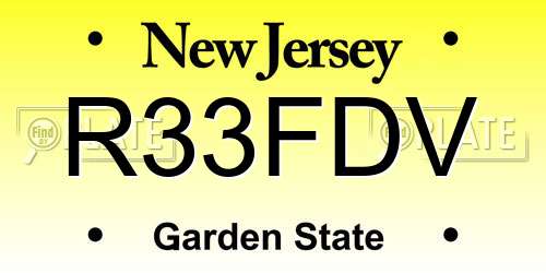 R33FDV New Jersey License Plate