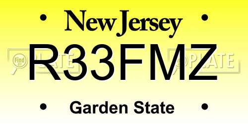 R33FMZ New Jersey License Plate