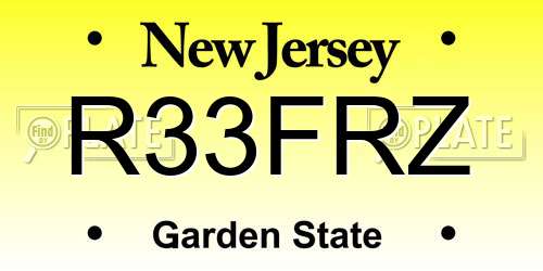 R33FRZ New Jersey License Plate