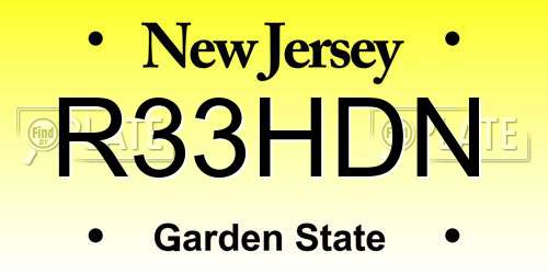 R33HDN New Jersey License Plate
