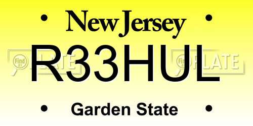 R33HUL New Jersey License Plate